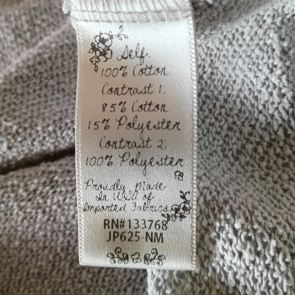 Scrapbook Gray White Cotton Boho Bohemian Open Long Cardigan Sweater - Picture 12 of 16